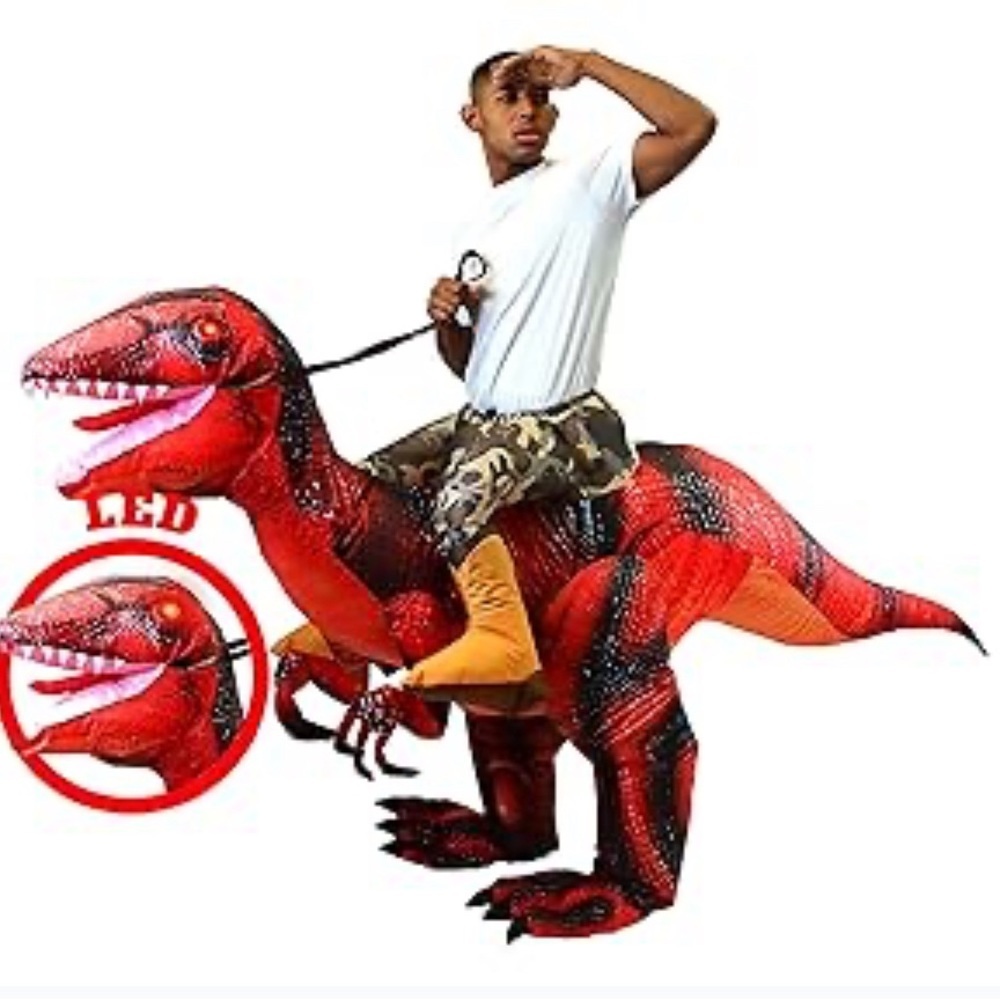🌼💜💜NWT Spooktacular Creations Inflatable Raptor Halloween Riding a Raptor - Picture 6 of 7